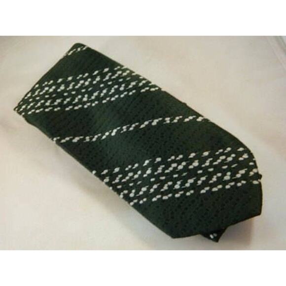 Wide Green and Silver Tie, Vintage Bonds Wide Tie, Patterned and Textured Tie - Picture 2 of 9